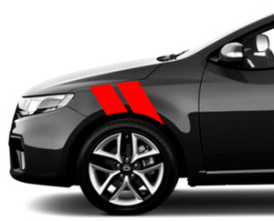 4" Fender Hash Bar Vinyl RACING STRIPES Decal - fits Kia Forte