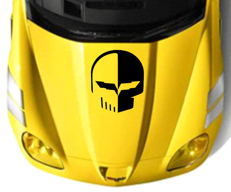 C6 Skull Hood vinyl RACING STRIPE Decal, fits Chevy Corvette C6
