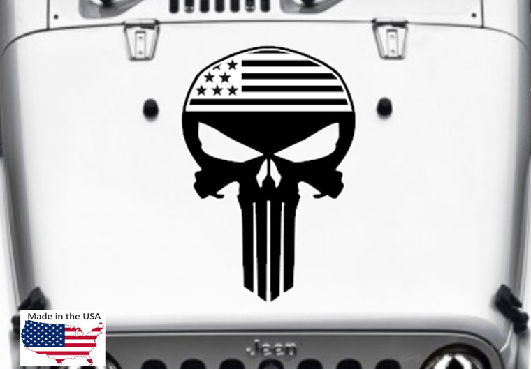 Skull Bandana USA Flag Hood Door Vinyl Decal Truck Car 20" x 30" (Fits Jeep Wrangler)