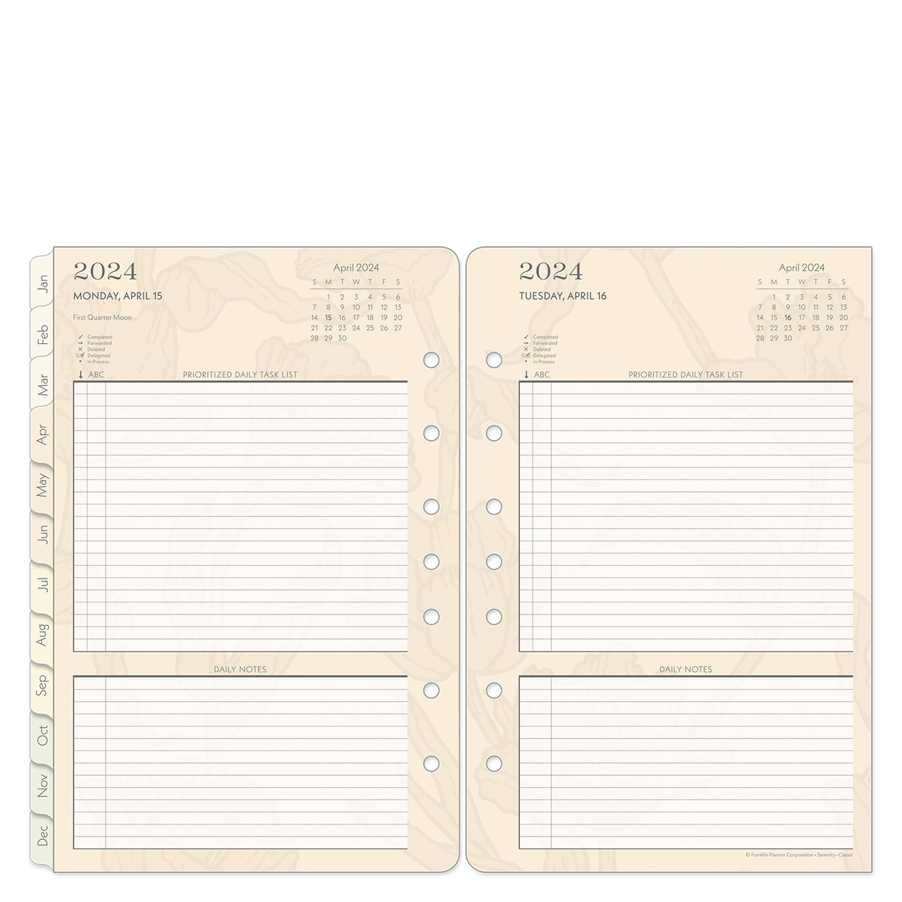  2024 Daily Planner Refills A5 Size, One Page Per Day, Monthly  Tabs, 6-Hole Punched, Jan 2024 - Dec 2024 : Office Products