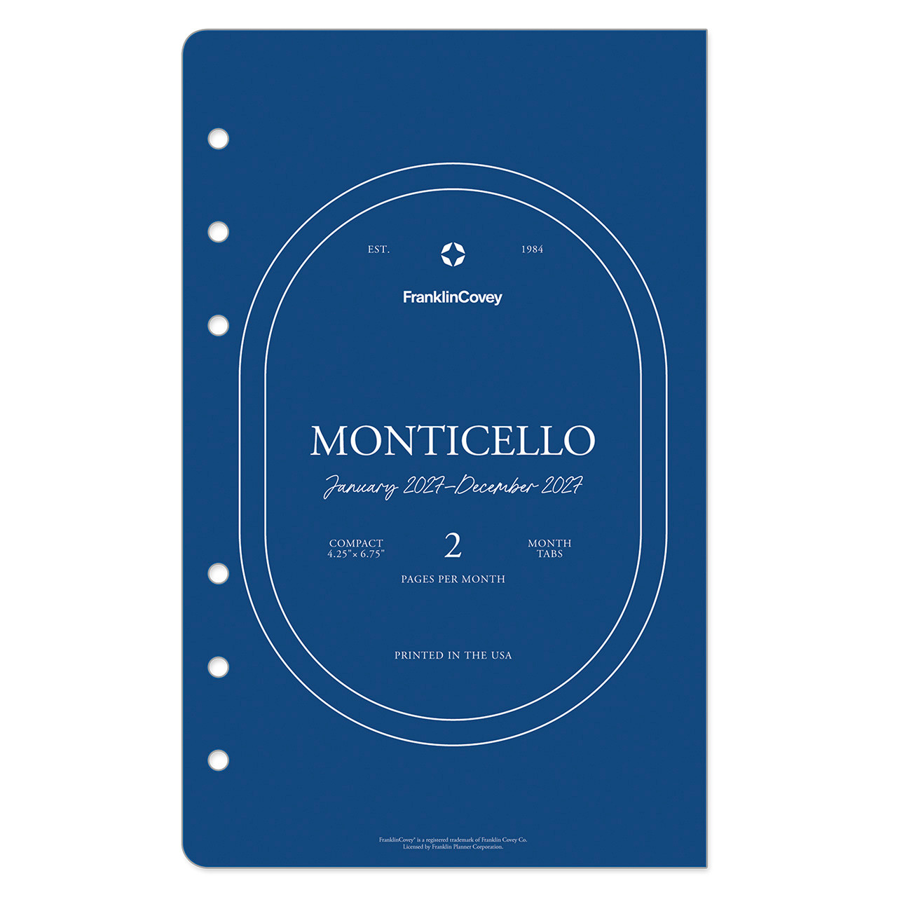 Monticello Two-Page Monthly Planner Tabs | Franklin Planner
