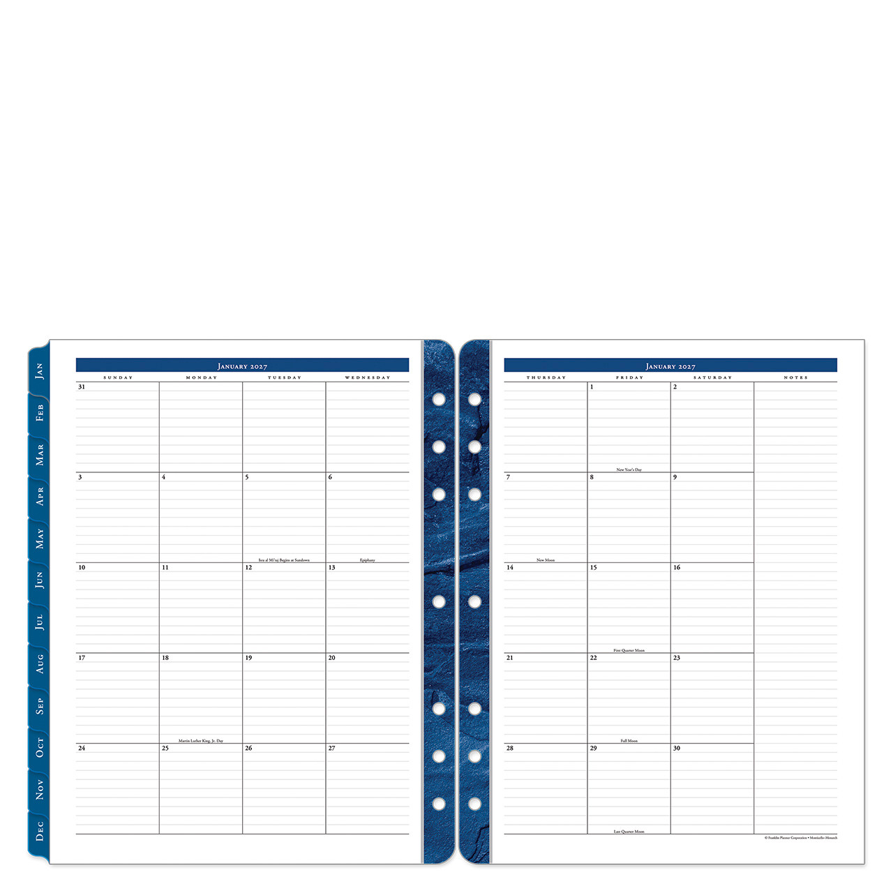 Monticello Two-Page Monthly Planner Tabs | Franklin Planner