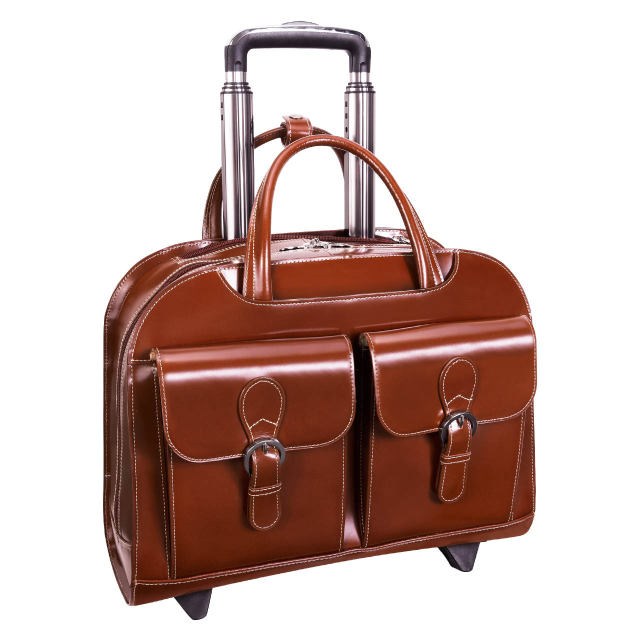 Redwood Leather Wheeled Laptop Case - Franklin Planner