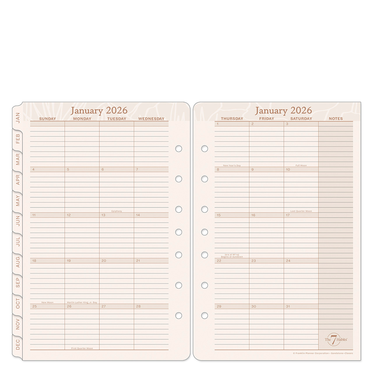 Sandstone Two Page Per Day Ring-bound Planner - Franklin Planner