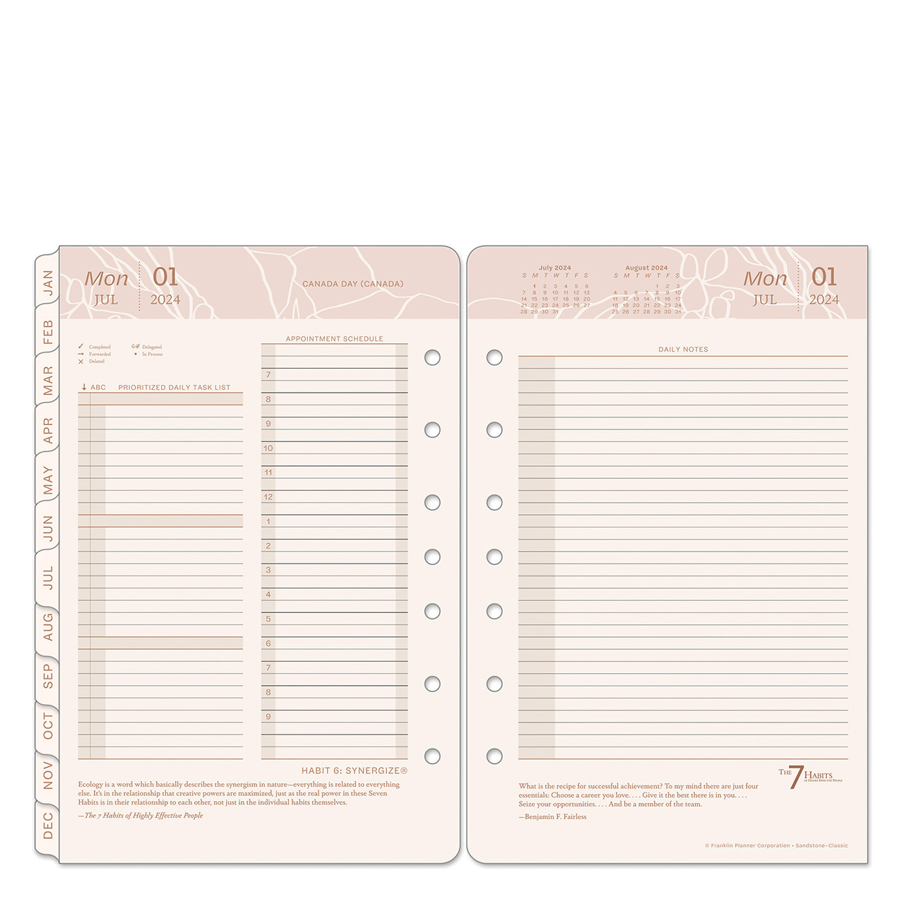 FranklinCovey - Original Two-Page Monthly Calendar Tabs (Pocket, Jan 2024 -  Dec 2024)