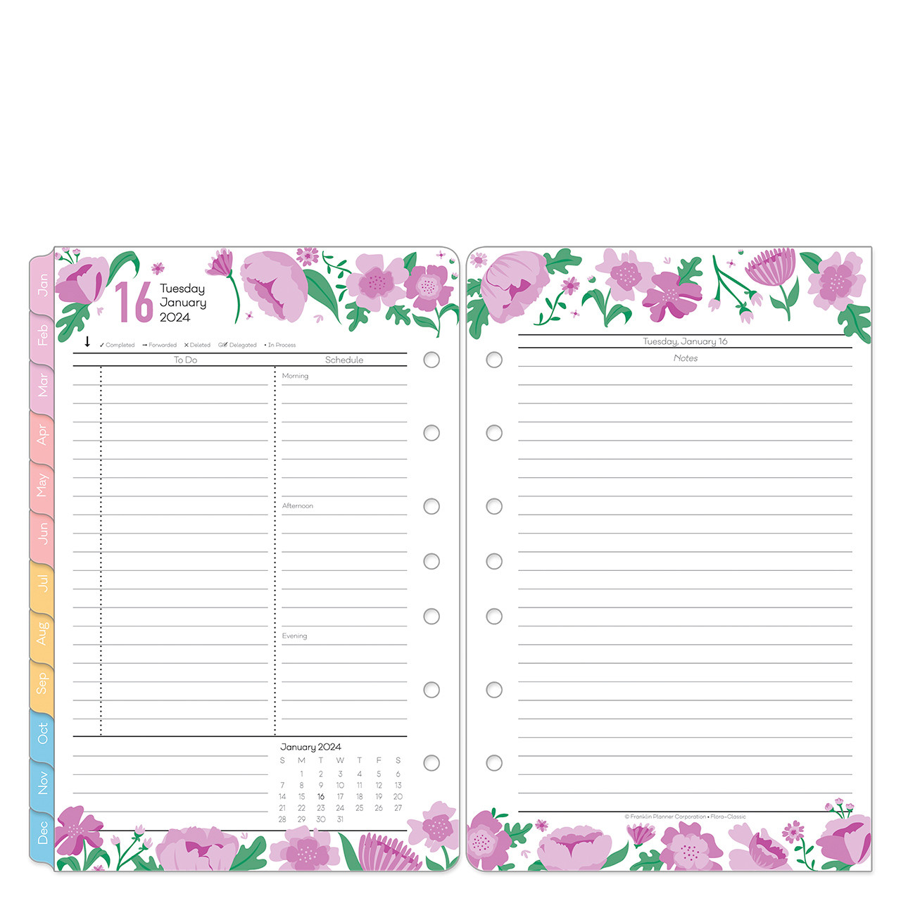 Franklincovey Binder-FranklinCovey Blush Blossoms Planner Love Simulated Leather Snap Binder (Size: Compact | Color: Black Floral)