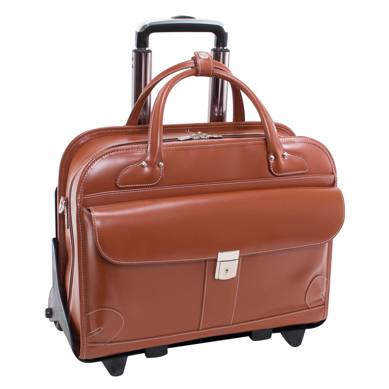 Redwood Leather Wheeled Laptop Case - Franklin Planner