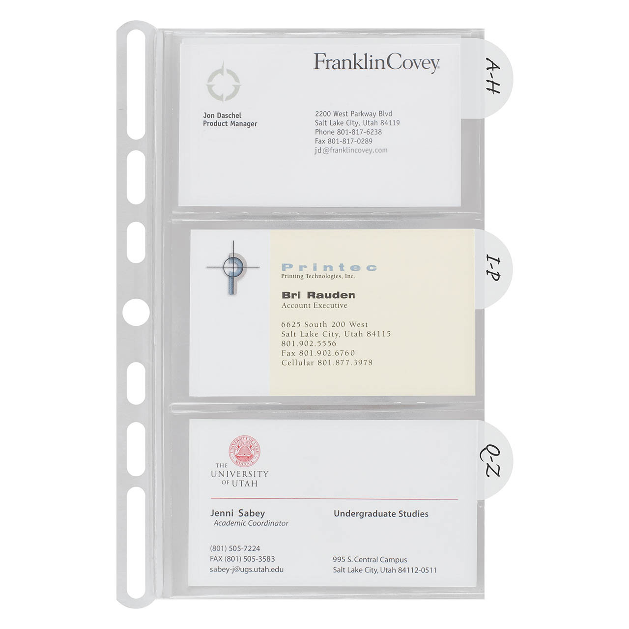Insertables Categorized Business Card Holder - Franklin Planner