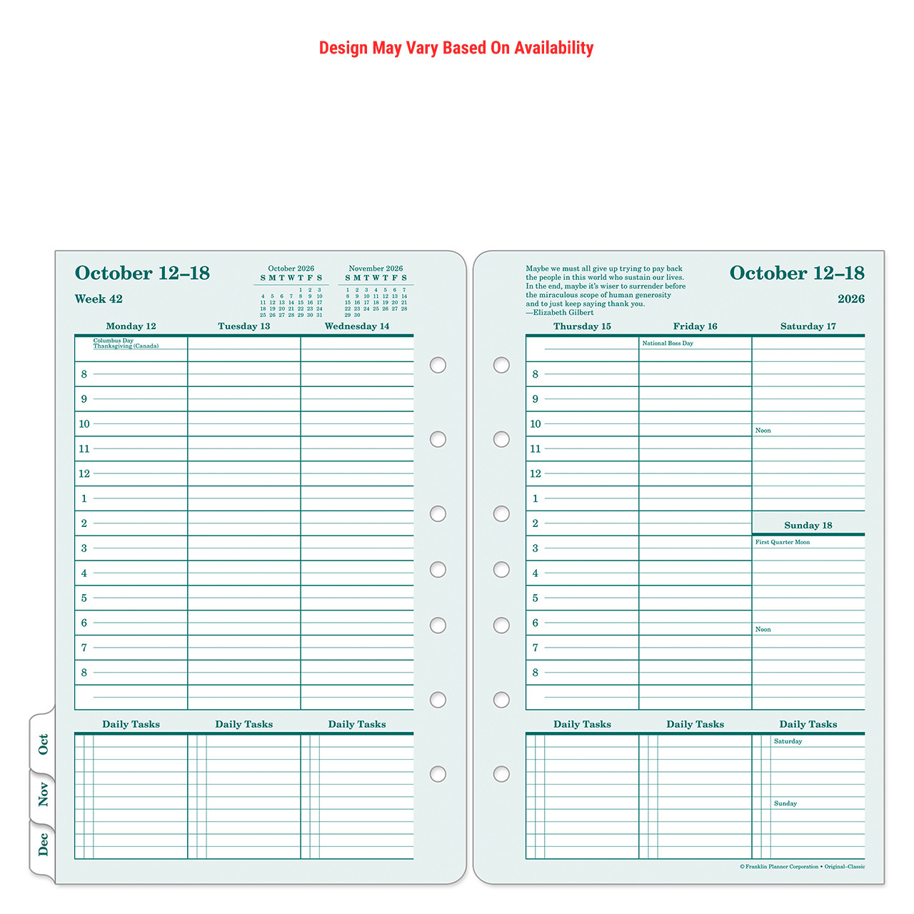 Weekly Quarter Pack - Franklin Planner