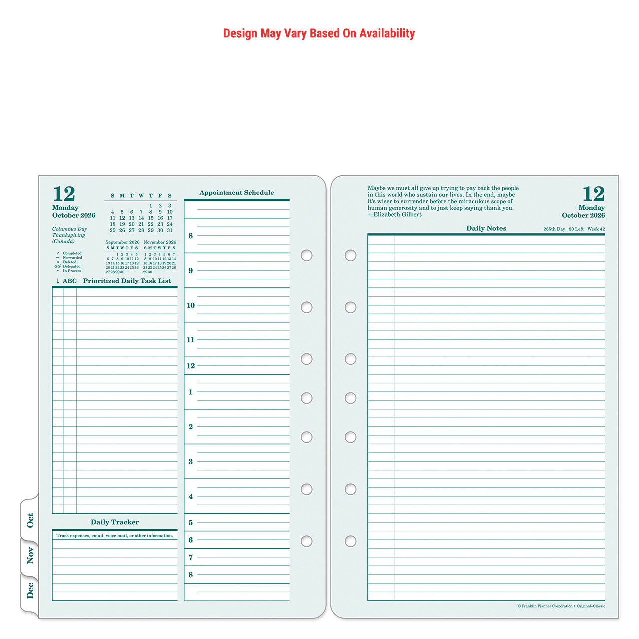 Two Page Per Day Quarter Pack - Franklin Planner