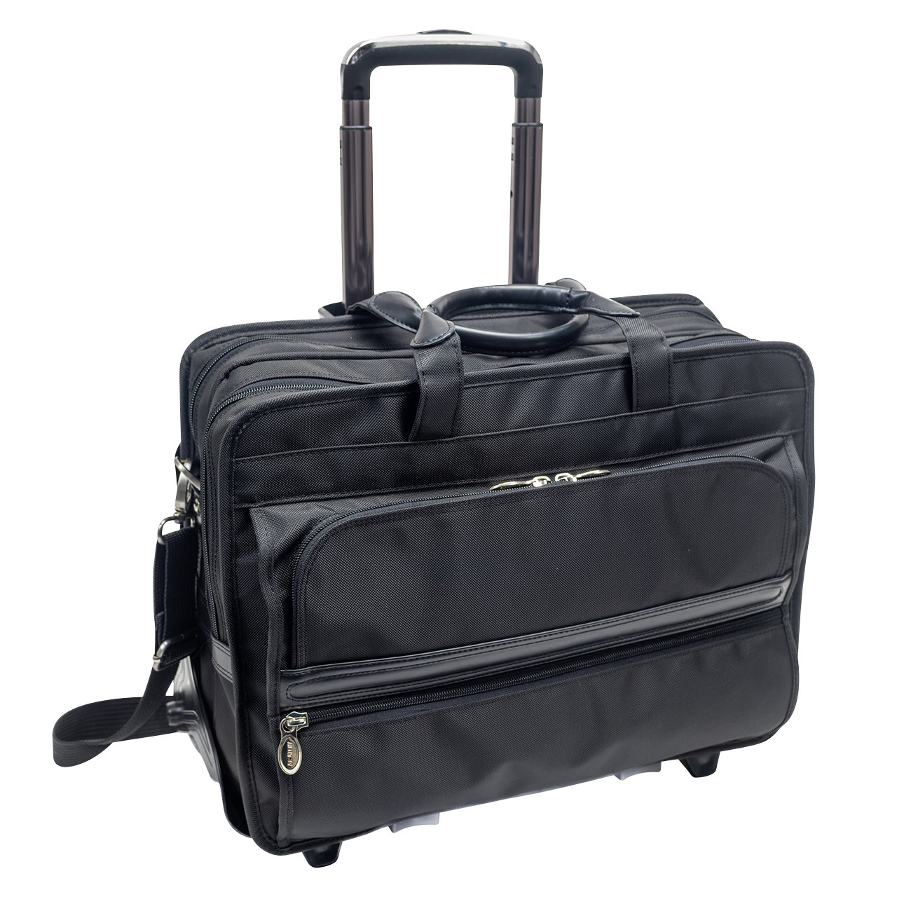 Franklin Covey Black Leather Work Laptop Bag Briefcase Shoulder Tote  Organizer