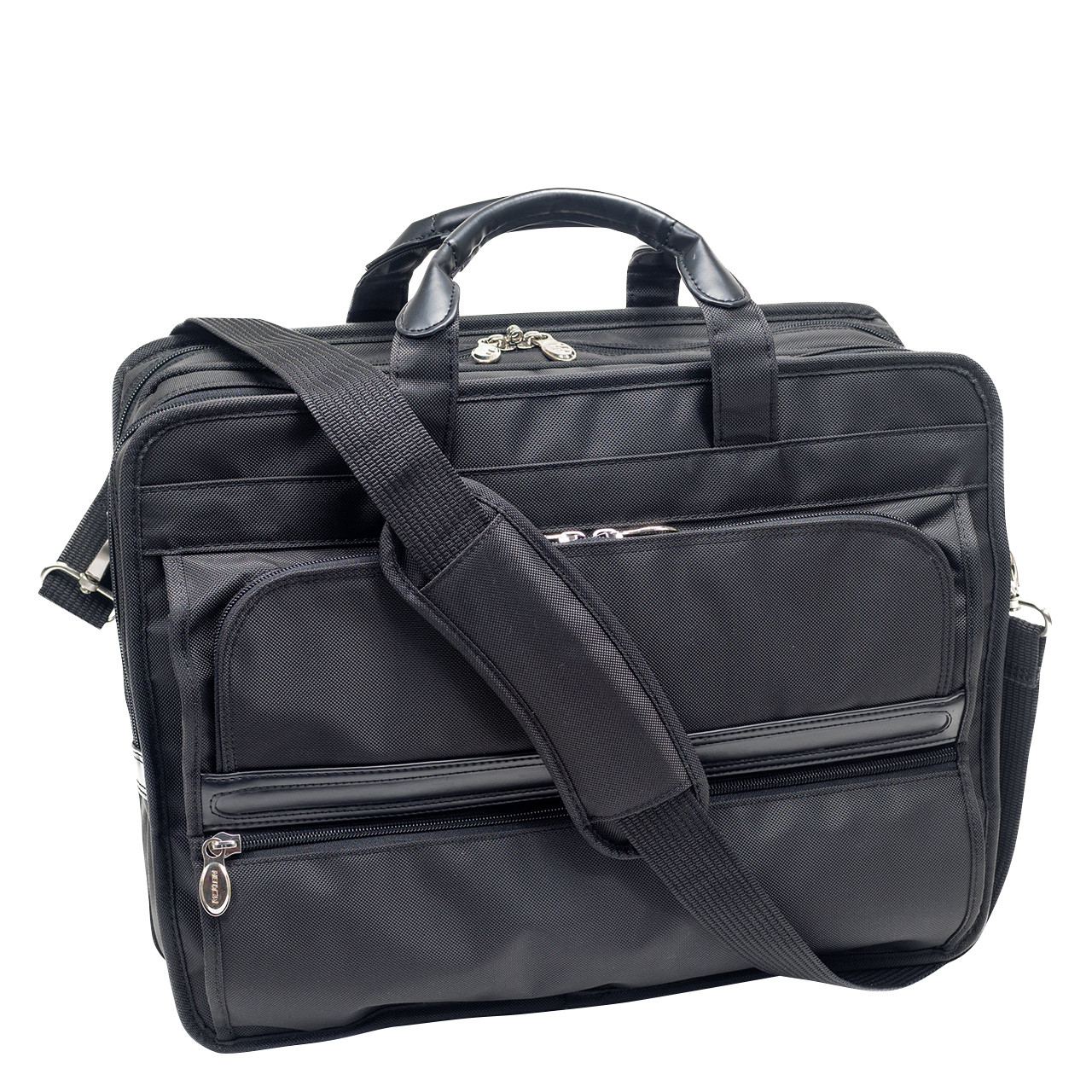 Franklin Covey rolling briefcase laptop carry-on bag Leather and nylon