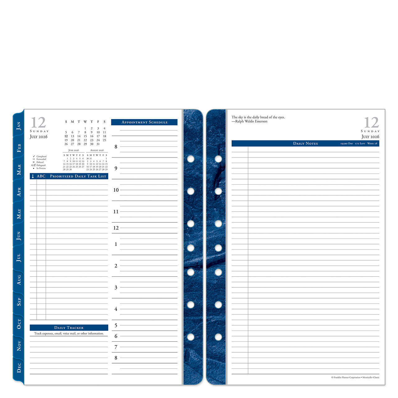 フランクリンページ　SCO-243/CK Monticello Two Page Per Day Ring-bound Planner - Franklin Planner