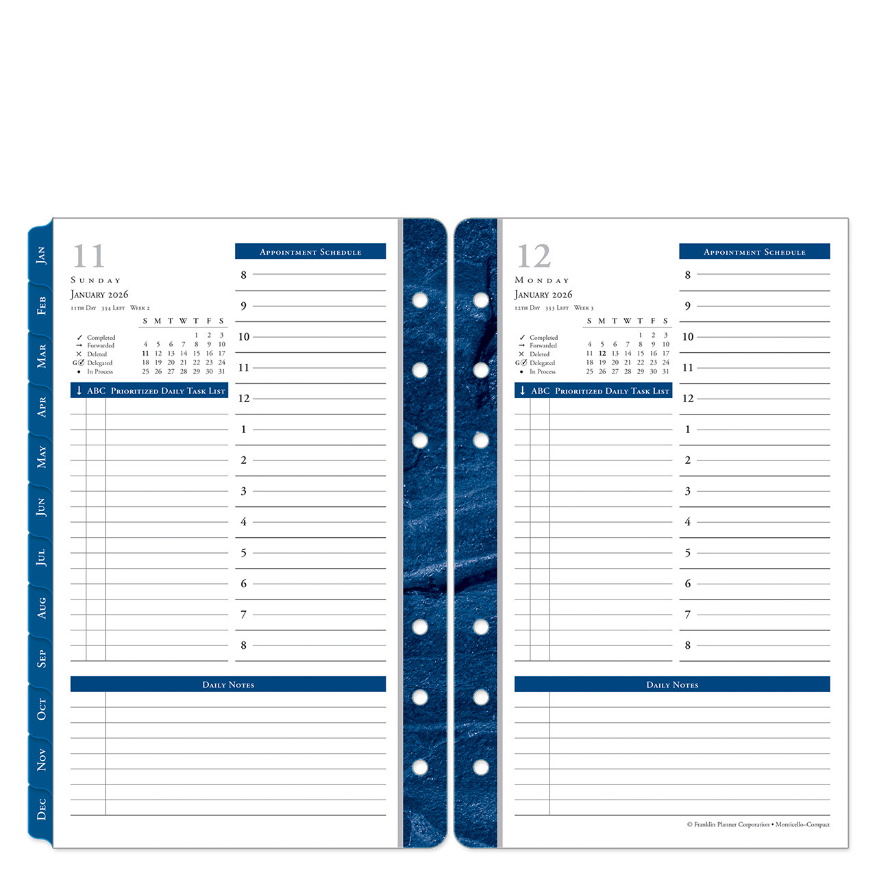 FranklinCovey コンパクト　スケジュール帳 Monticello One Page Per Day Ring-bound Planner - Franklin Planner