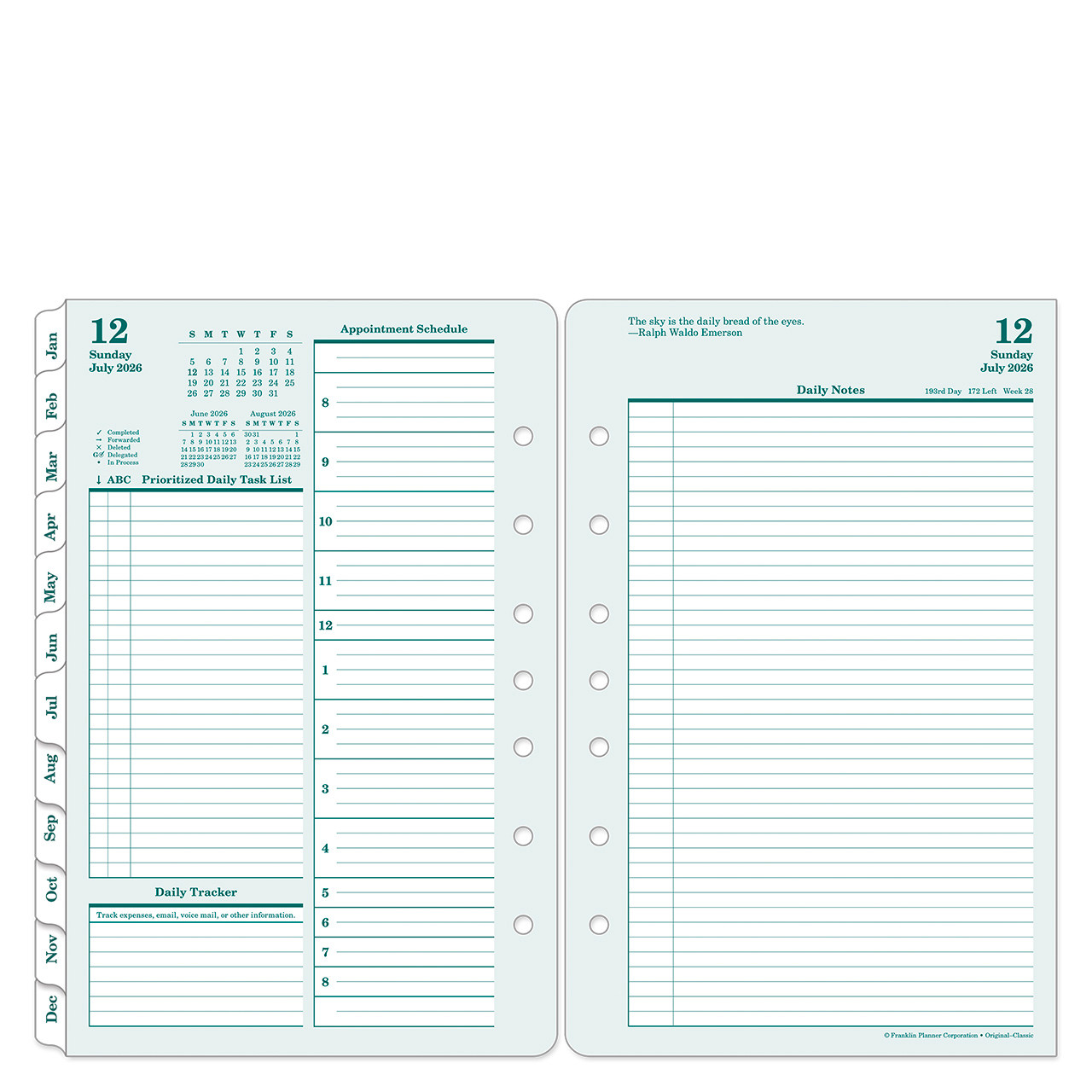 FranklinCovey コンパクト　スケジュール帳 Original Two Page Per Day Ring-bound Planner - Franklin Planner