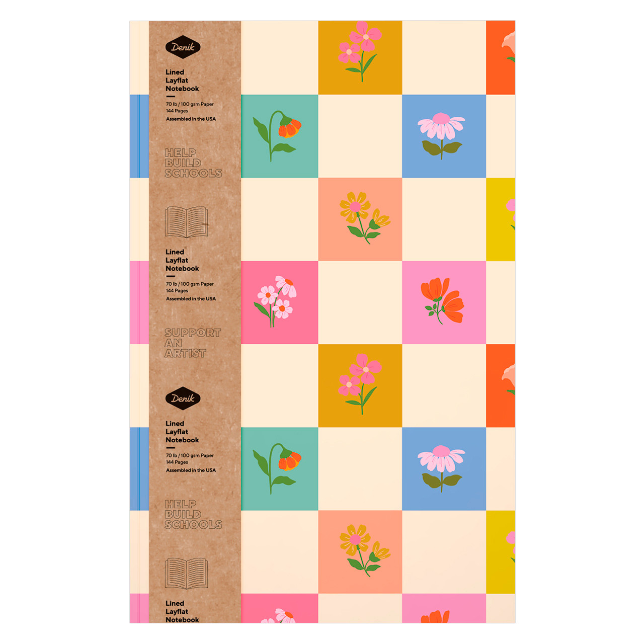 Lined Notebook - Petals and Checkers