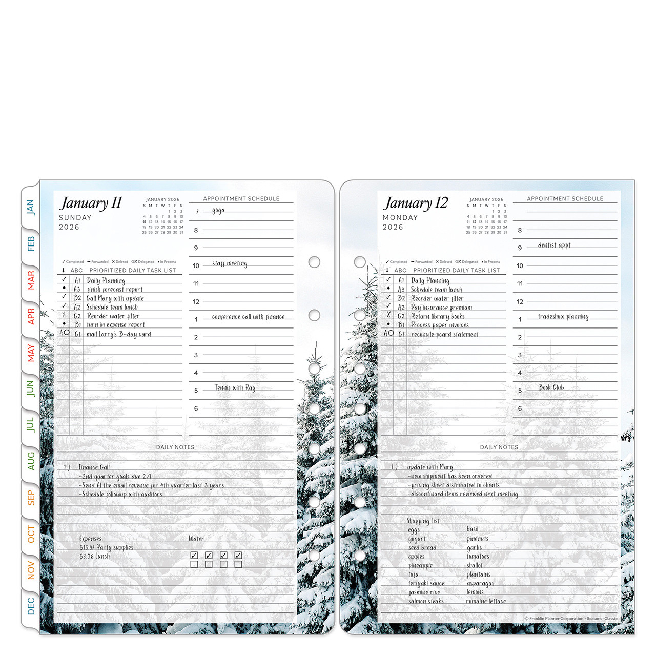 January 2026 Seasons One Page Per Day Ring-bound Planner