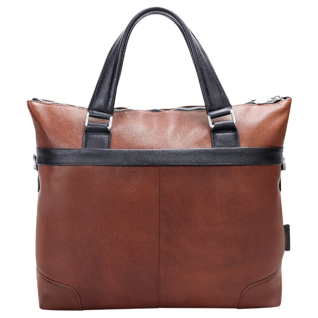 Franklin Covey Leather Computer Tote Bag / Laptop Case - Brown