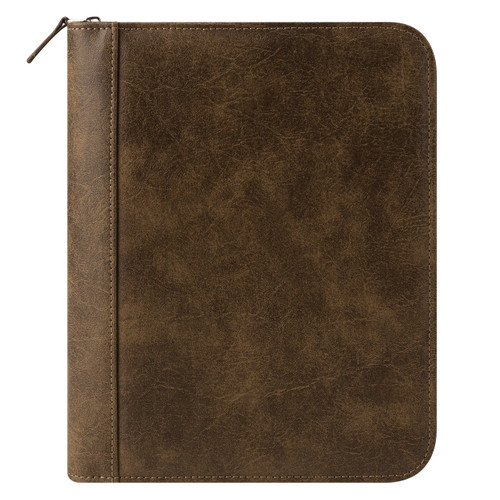 FranklinCovey Basics Distressed Simulated Leather Zipper Binder