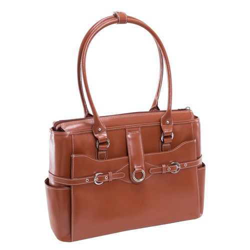 Franklin Covey Business Laptop Leather Tote Chocolate Brown 