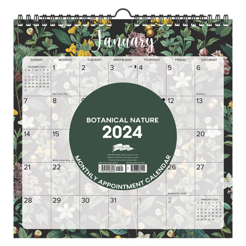 Botanical Nature 2024 12" X 12" Spiral Wall Calendar