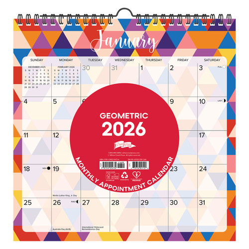 Geometric 2026 12" x 12" Spiral Wall Calendar