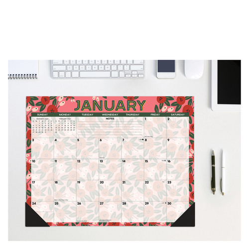 Spring Floral 2027 22" x 17" Large Monthly Deskpad