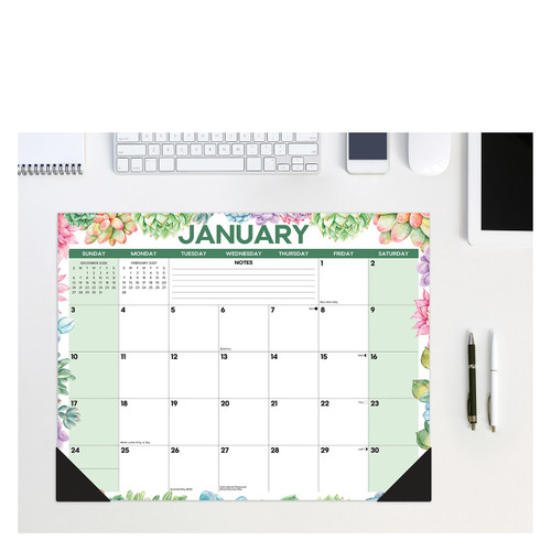 Succulents 2027 22" x 17" Large Monthly Deskpad