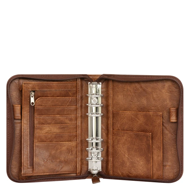 Simulated Leather Distressed Zipper Binder