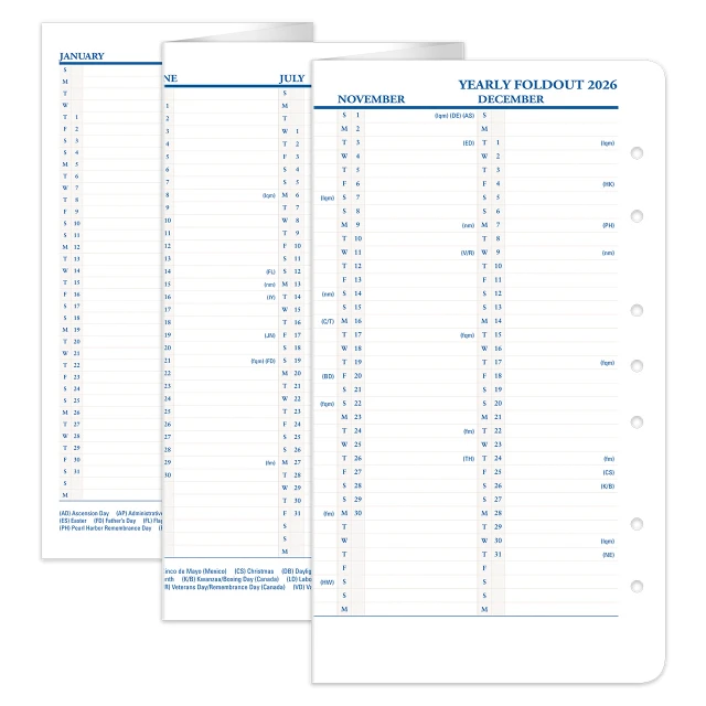 Yearly Foldout Calendar