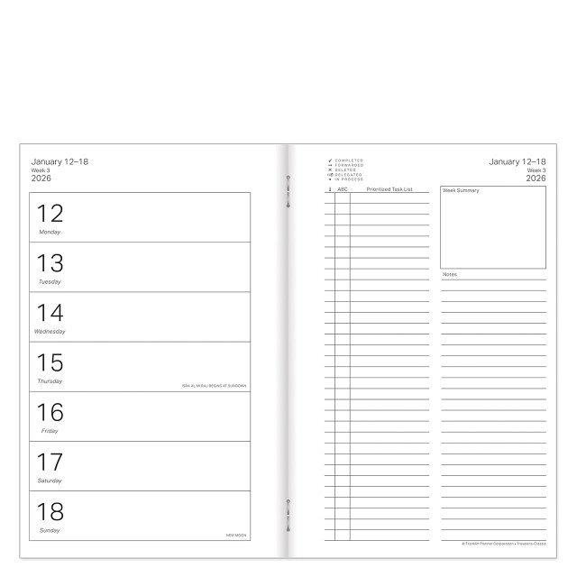 Travelers Weekly Planner