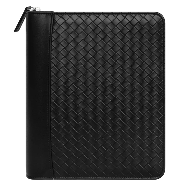 Woven Simulated Leather Zipper Binder