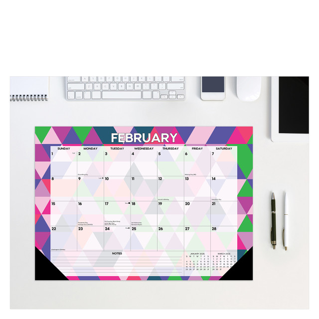Modern Geometric 2026 17" x 12" Small Monthly Deskpad