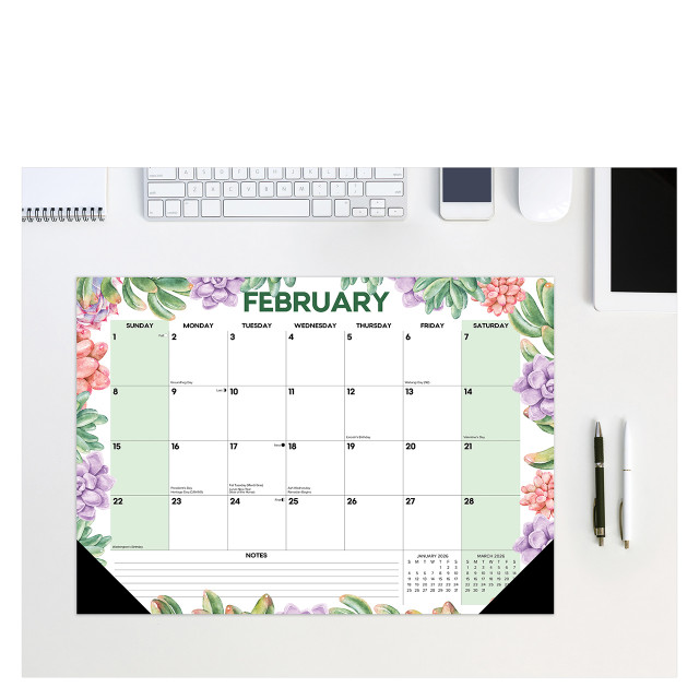 Succulents 2026 17" x 12" Small Monthly Deskpad