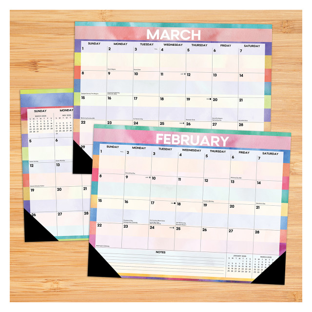 Watercolor Stripes 2026 22" x 17" Large Monthly Deskpad