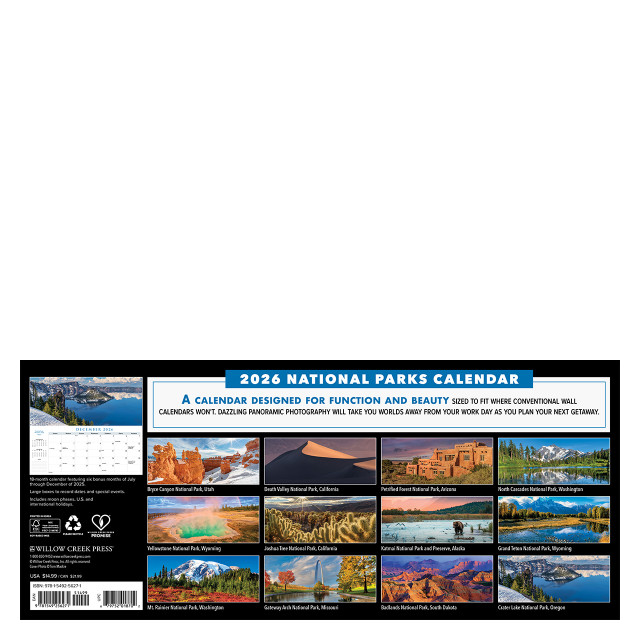 National Parks 2026 Panoramic Wall Calendar