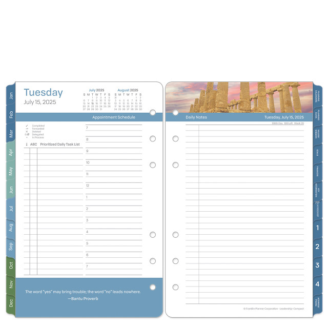 July 2025 Leadership Two Page Per Day Ring-bound Planner