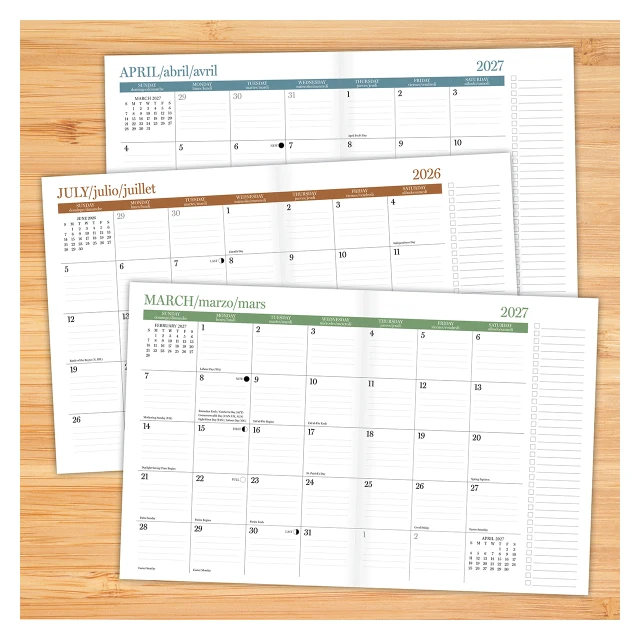 Black Academic Year July 2026 - June 2027 7.5" x 9.5" Booklet Monthly Planner