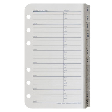 Pocket Contacts Address Book Planner Insert Refill