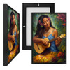 MINI73115 Hawaiian Guitar Girl, Framed UV Poster Board