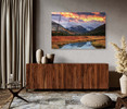 39051 Fire-like Mountain Sunset, Acrylic Glass Art