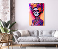 65050 Orange Sugar Skull Woman, Acrylic Glass Art