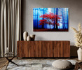 39103 Red Tree Blue Forest, Acrylic Glass Art