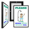 MINI13525 Please Shower, Framed UV Poster Board