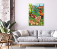 43006 Chickens in Nature Painting, Acrylic Glass Art