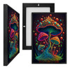 MINI73613 Beaded Mushrooms, Framed UV Poster Board