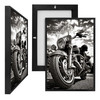 MINI28034 BW Harley Davidson Bike, Framed UV Poster Board