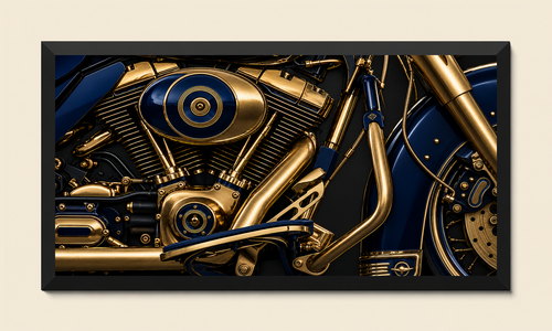 Blue & Gold Motorcycle Engine