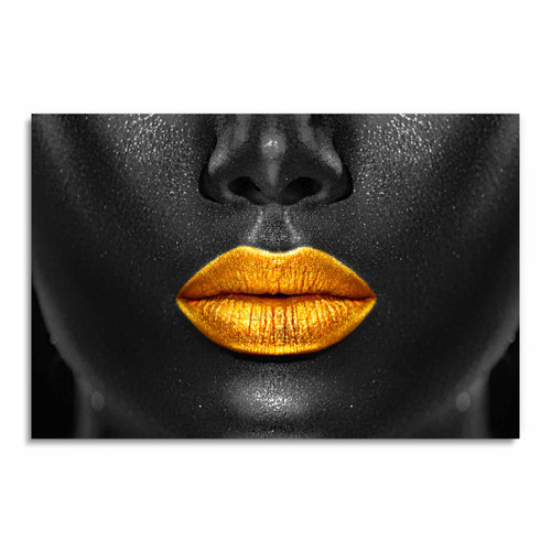 55078 Gold Lips, Acrylic Glass Art