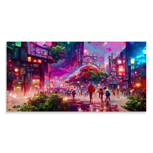 69004 02 Anime Trees City, Acrylic Glass Art